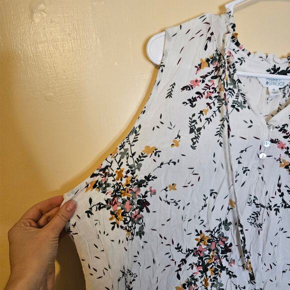 Market & Spruce 2x Plus Size Blouse Tank Top Floral Flower Sleeveless Button - Picture 5 of 9